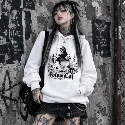 Witchy Cat Cauldron Hoodie – Occult Gift for Cat Lovers