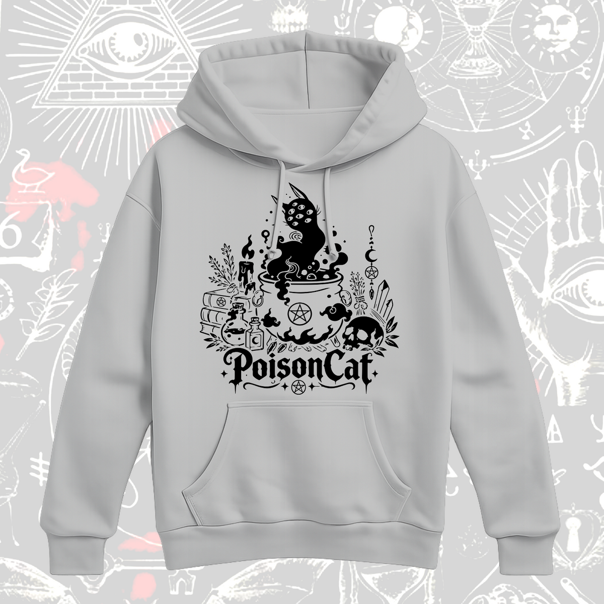 Witchy Cat Cauldron Hoodie – Occult Gift for Cat Lovers