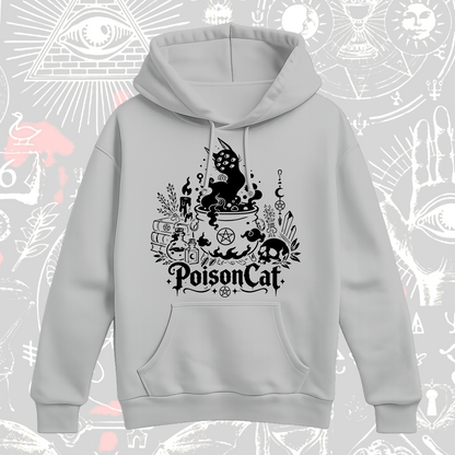 Witchy Cat Cauldron Hoodie – Occult Gift for Cat Lovers