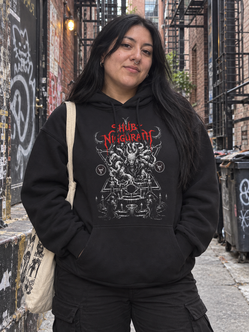 Shub-Niggurath Hoodie – Lovecraftian Occult Gift styled look 3
